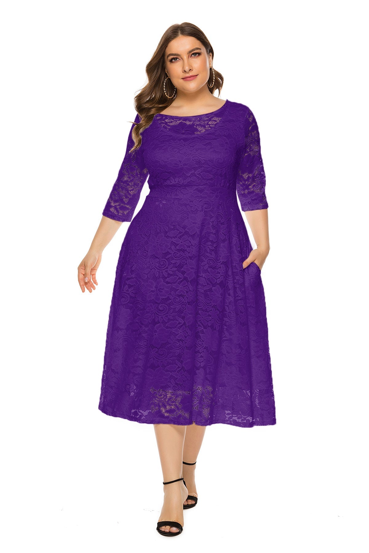 Plus Size Evening Dress Midi Cutout