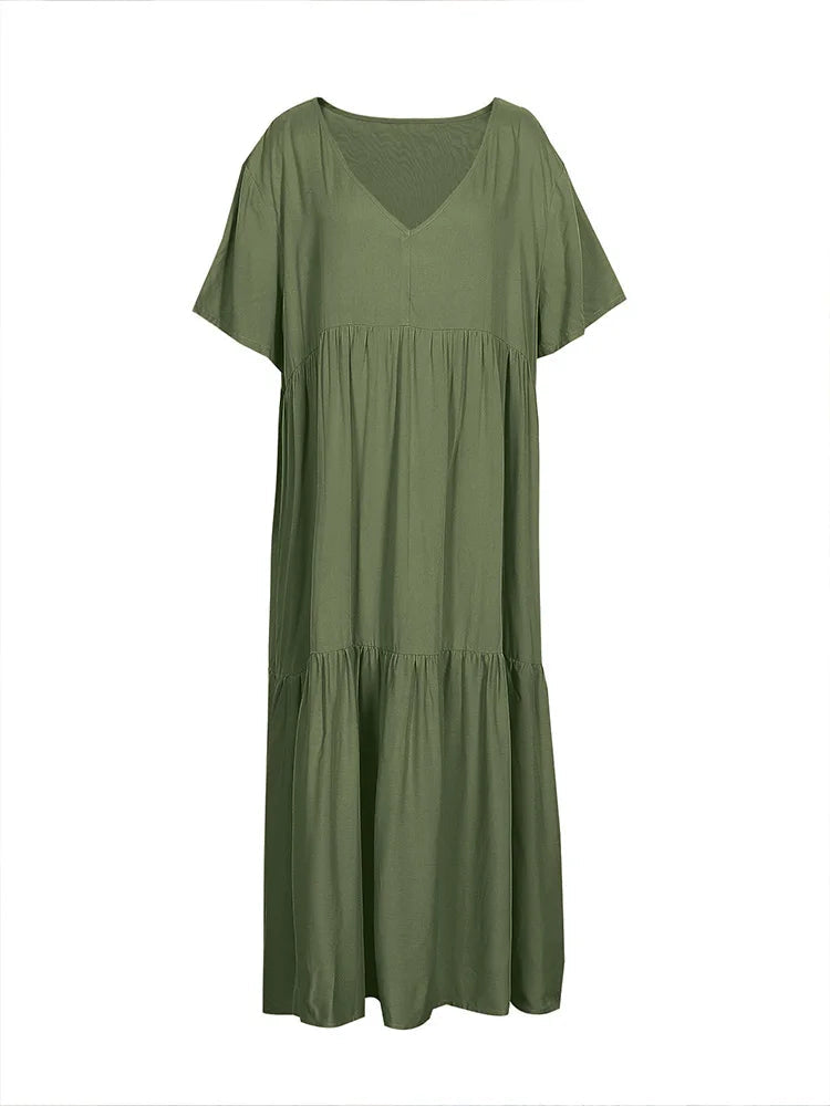 Plus Size Casual V-Neck A-Line Dress
