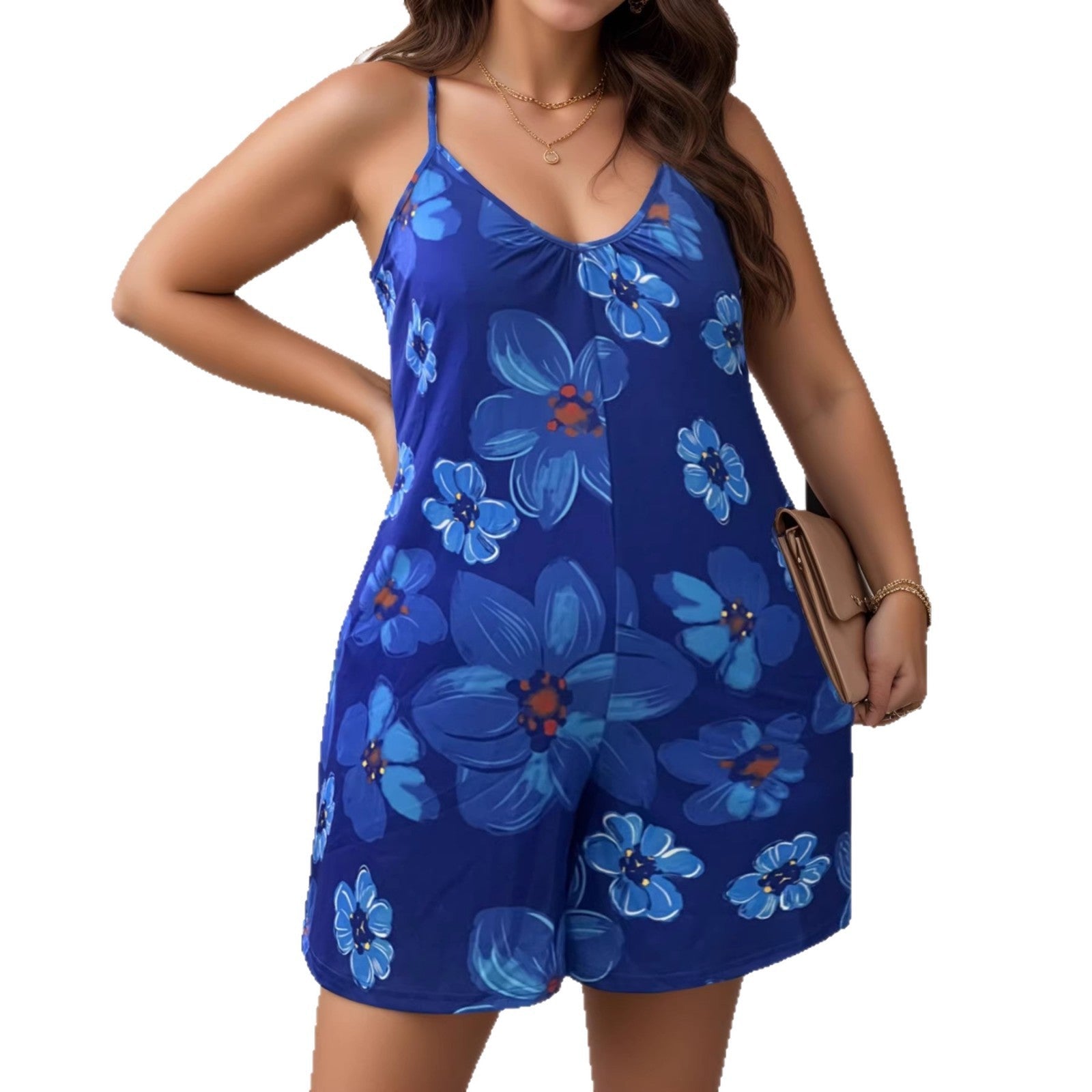 Plus Size Floral Halter Jumpsuit
