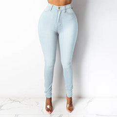 Plus Size High Waist Slim Denim Pants