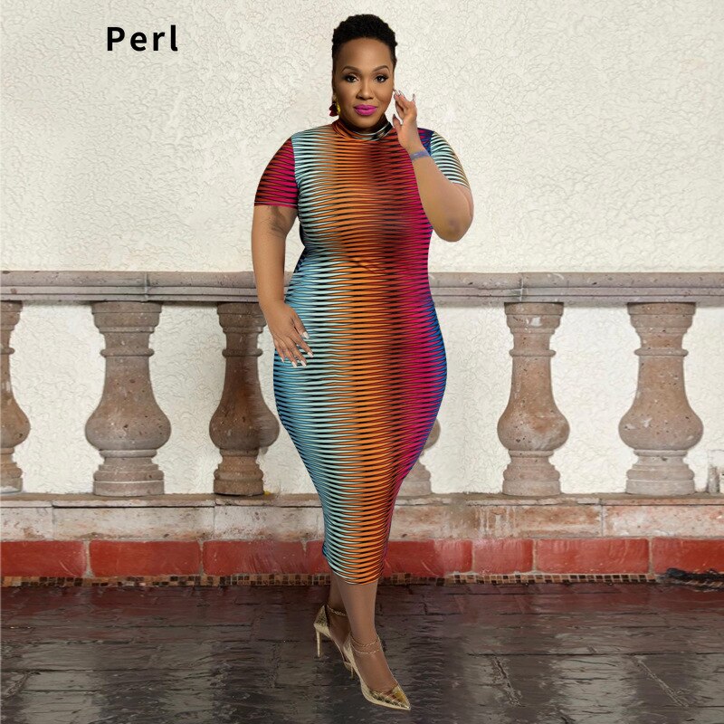 Plus Size Gradient Maxi Dress Short Sleeve