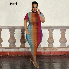 Plus Size Gradient Maxi Dress Short Sleeve