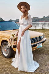 Plus Size Deep V-Neck Evening Gown