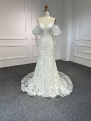 Plus Size Deep V Neckline Mermaid Wedding Dress