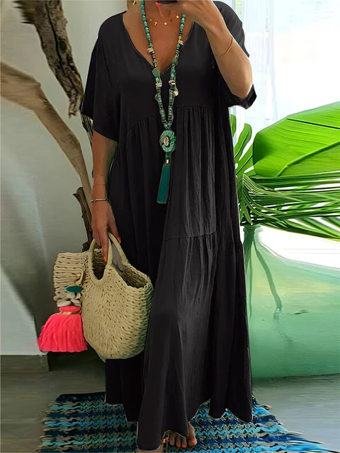 Plus Size Casual V-Neck A-Line Dress