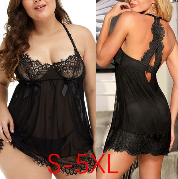 Plus Size Lace Suspender Skirt Nightwear