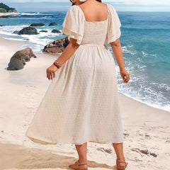 Plus Size Elegant V-Neck Long Sleeve Maxi Dress