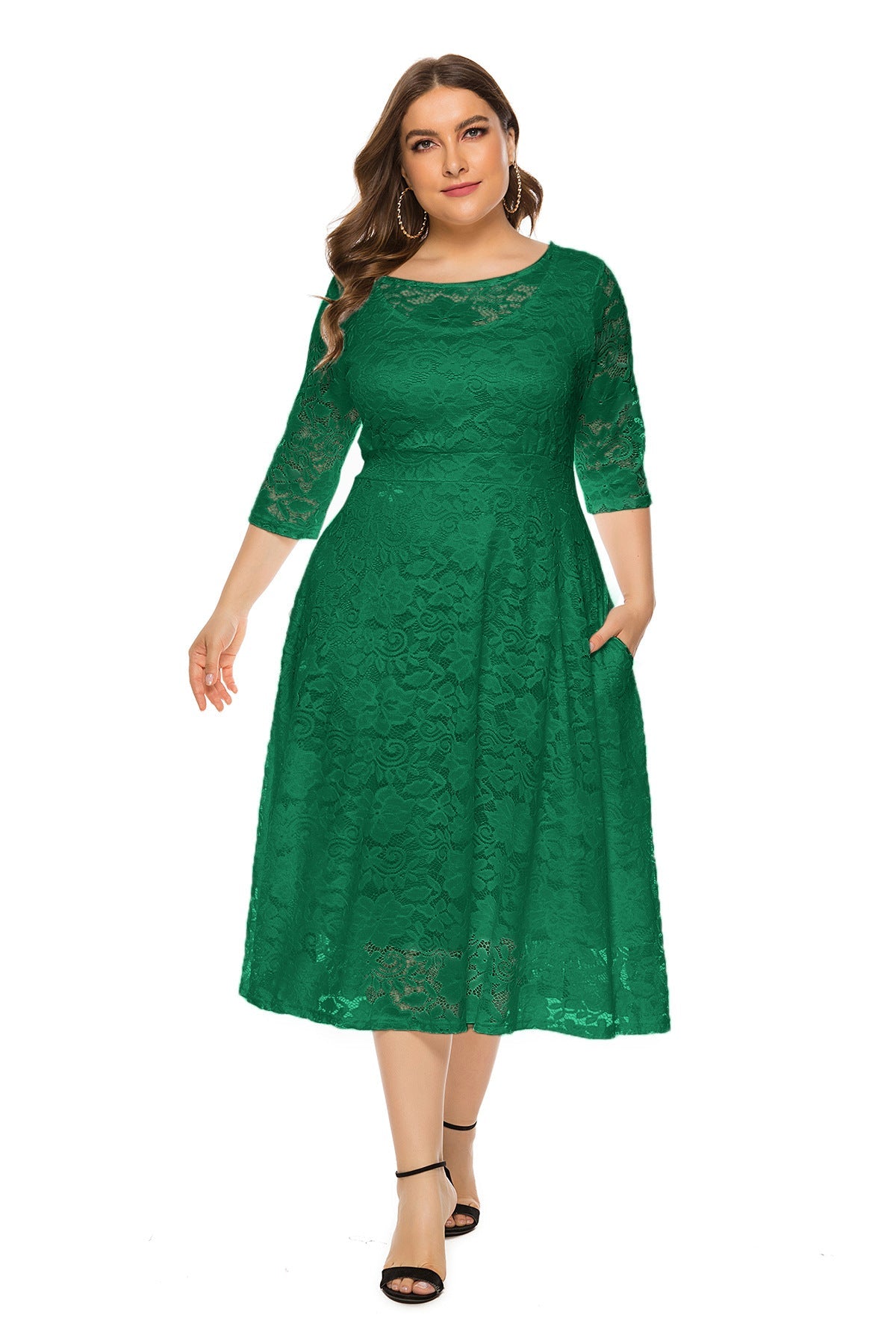 Plus Size Evening Dress Midi Cutout