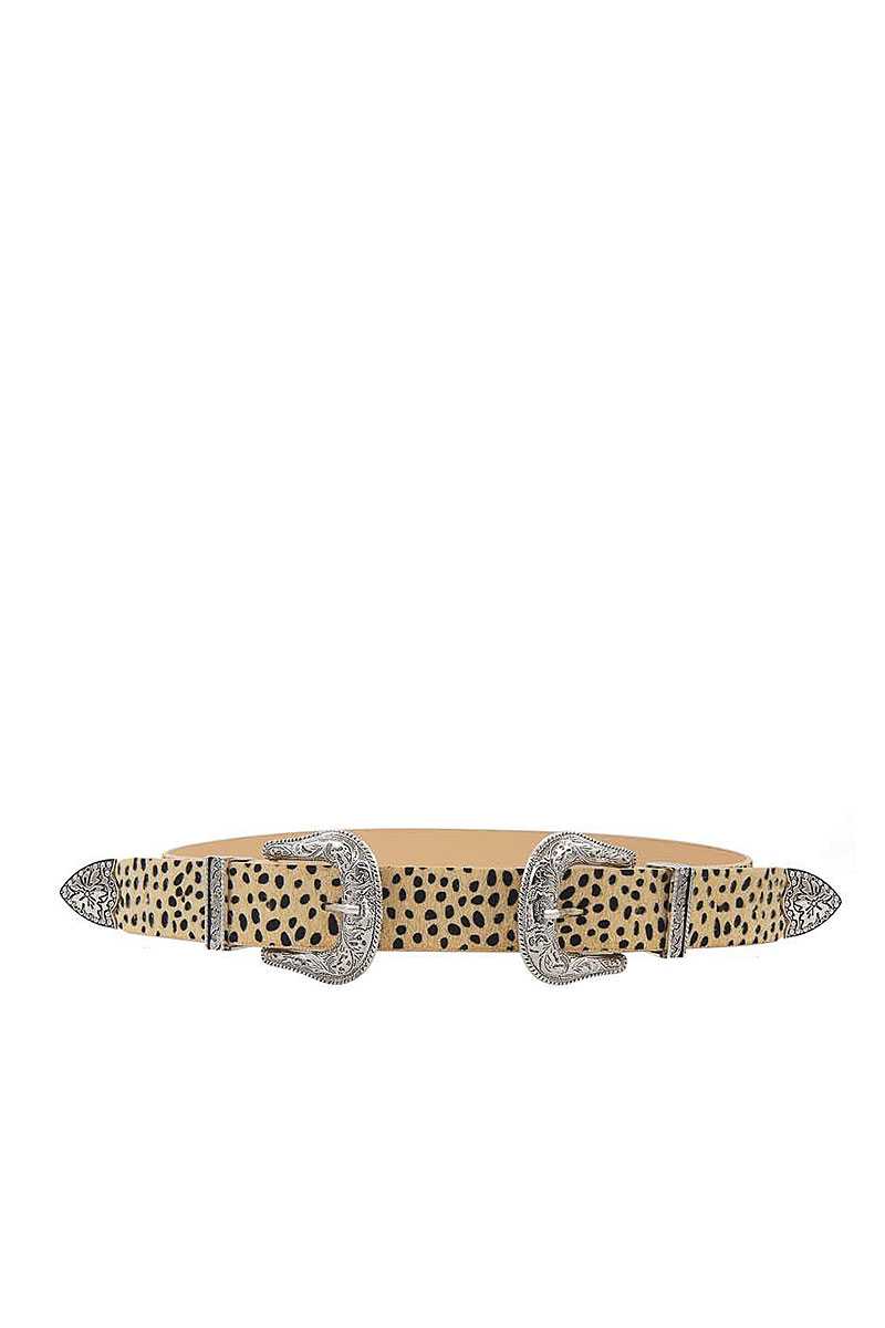 Plus Size Double Buckle Leopard Belt