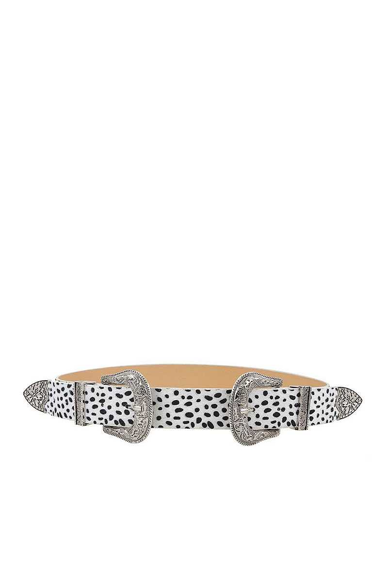 Plus Size Double Buckle Leopard Belt