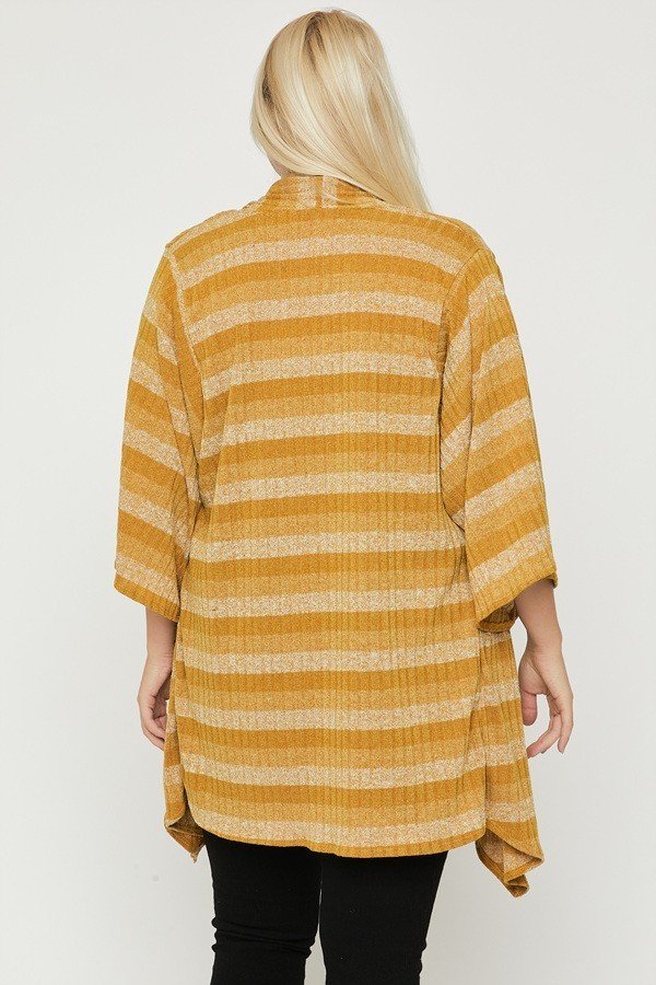 Plus Size Kimono Striped Cardigan