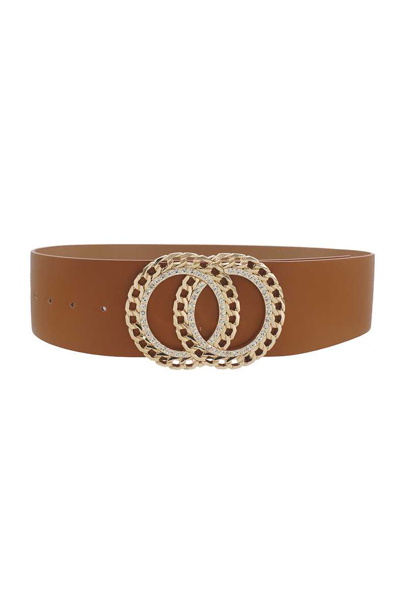 Plus Size Double Circle Rhinestone Belt