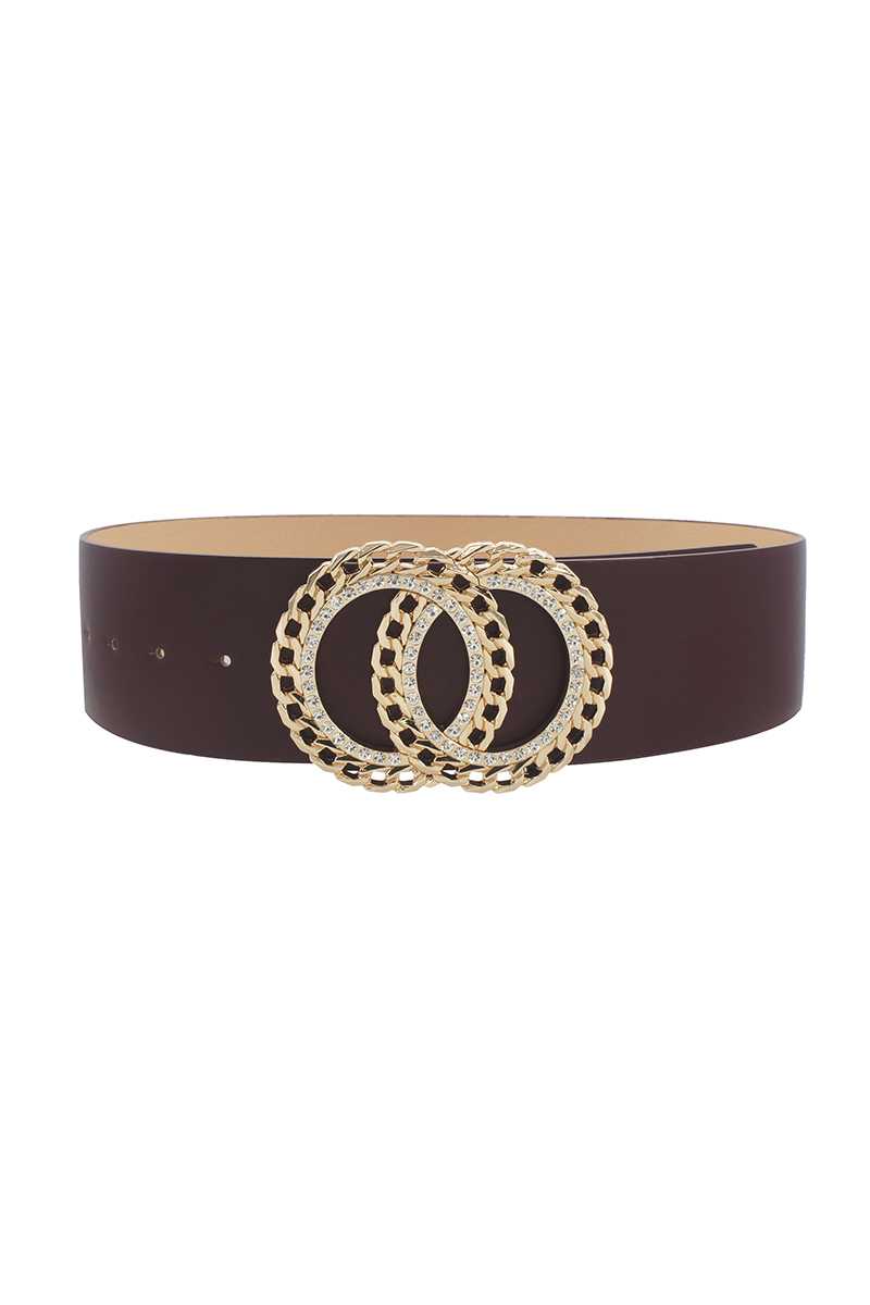 Plus Size Double Circle Rhinestone Belt