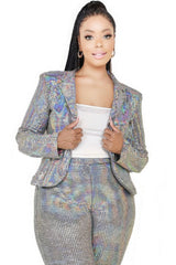 Plus Size Disco Sequins Jacket Set