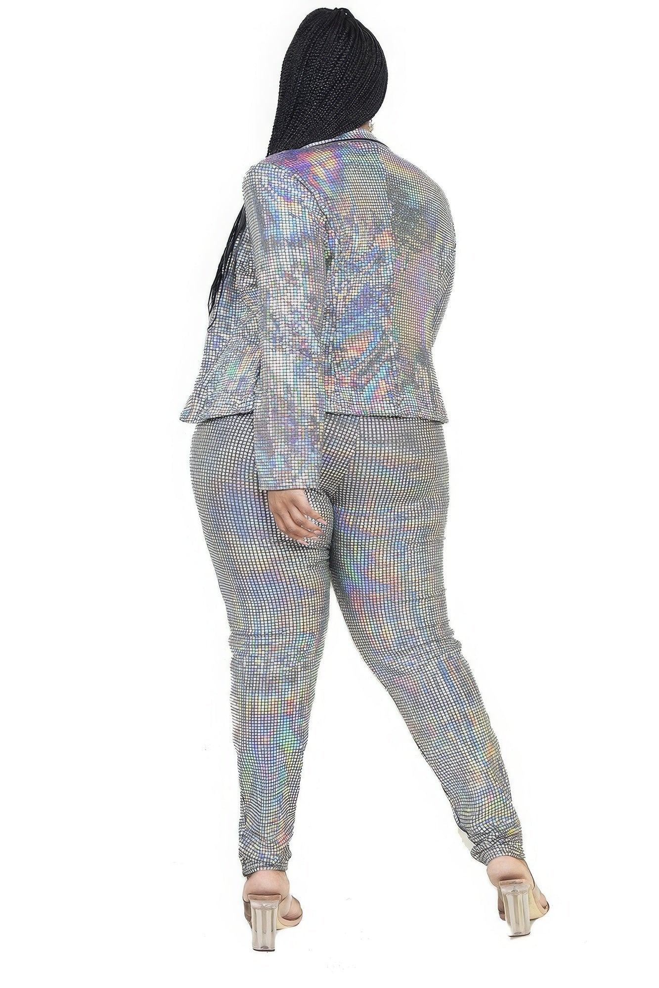 Plus Size Disco Sequins Jacket Set