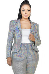 Plus Size Disco Sequins Jacket Set