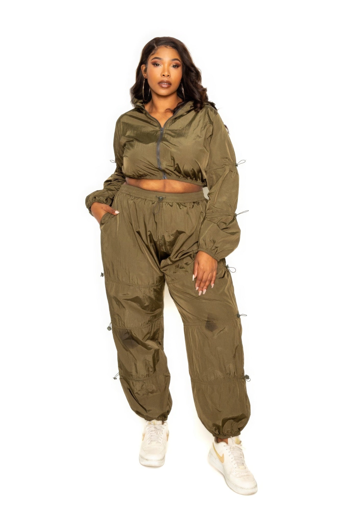 Plus Size Active Zip Up Set