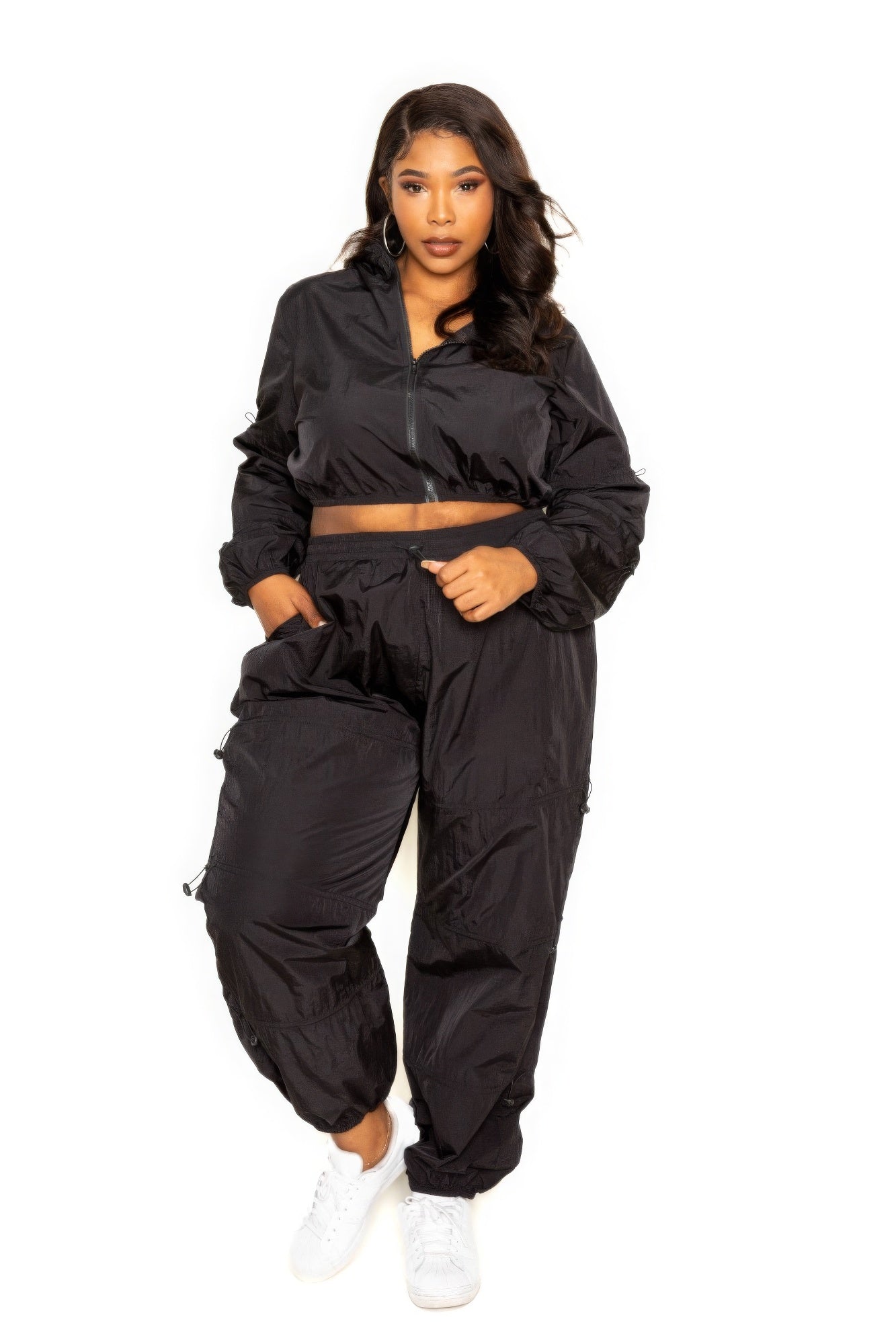 Plus Size Active Zip Up Set
