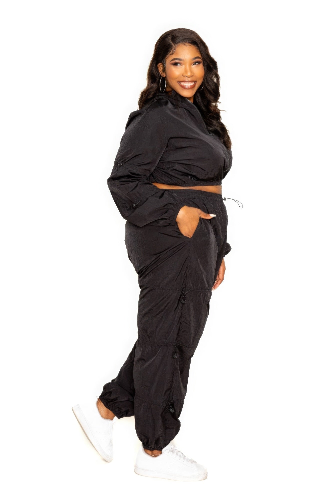 Plus Size Active Zip Up Set