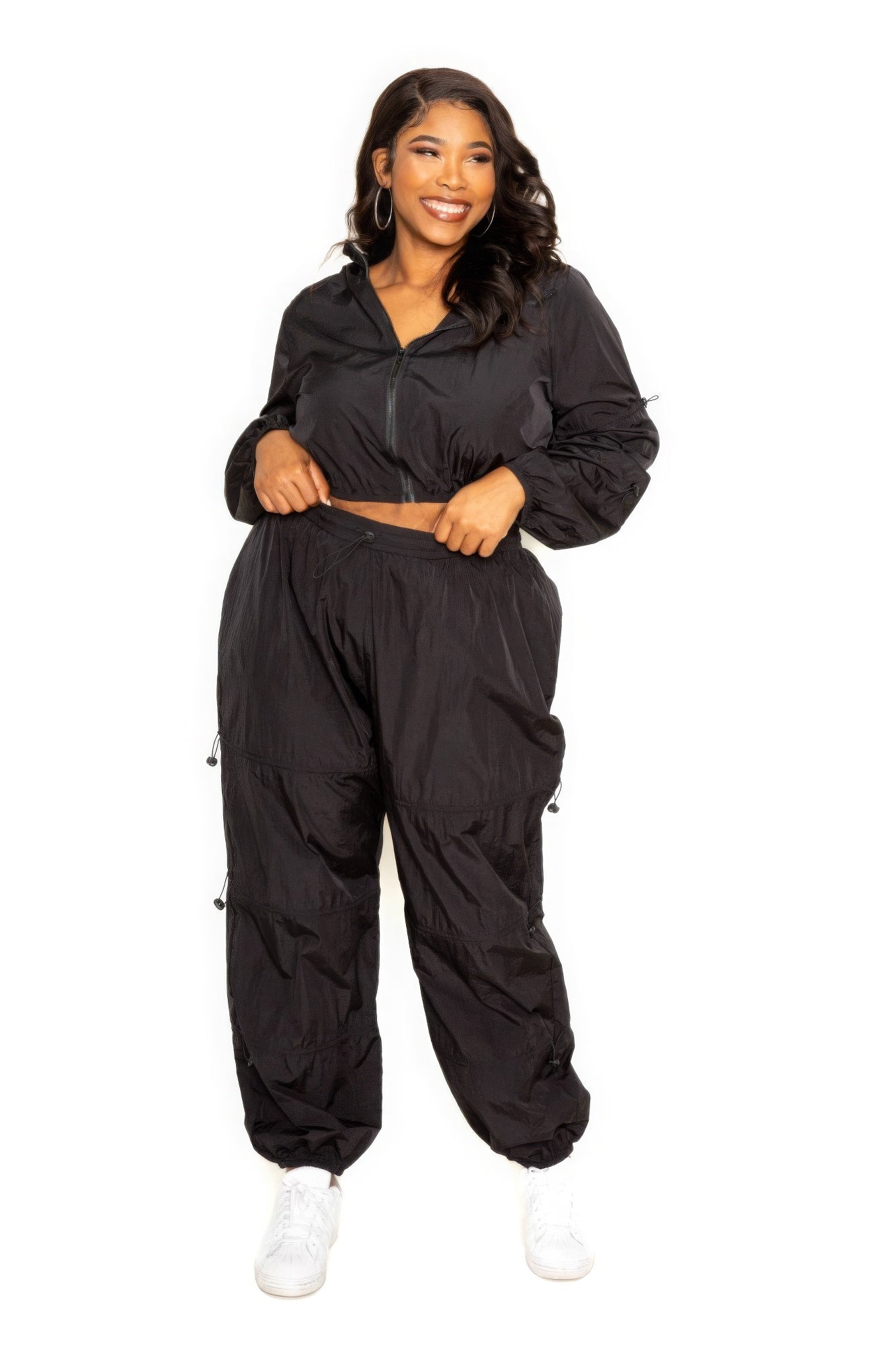 Plus Size Active Zip Up Set