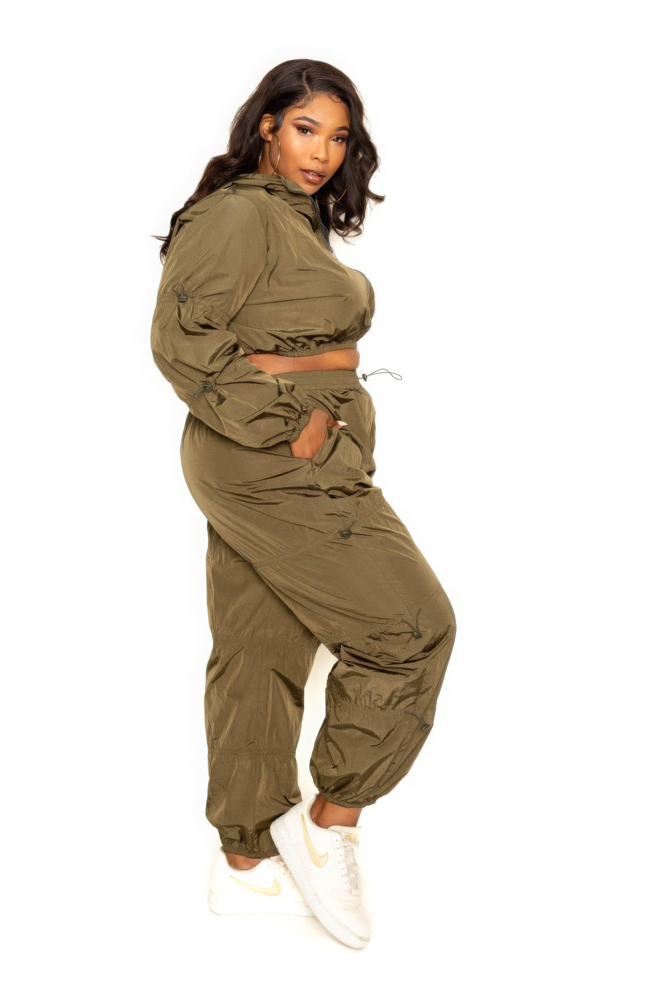 Plus Size Active Zip Up Set