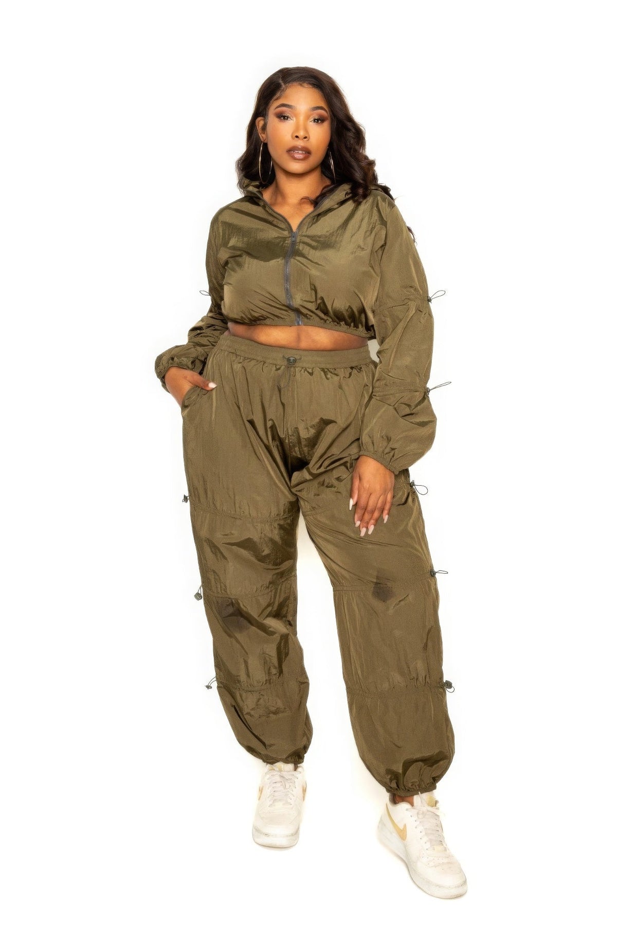 Plus Size Active Zip Up Set