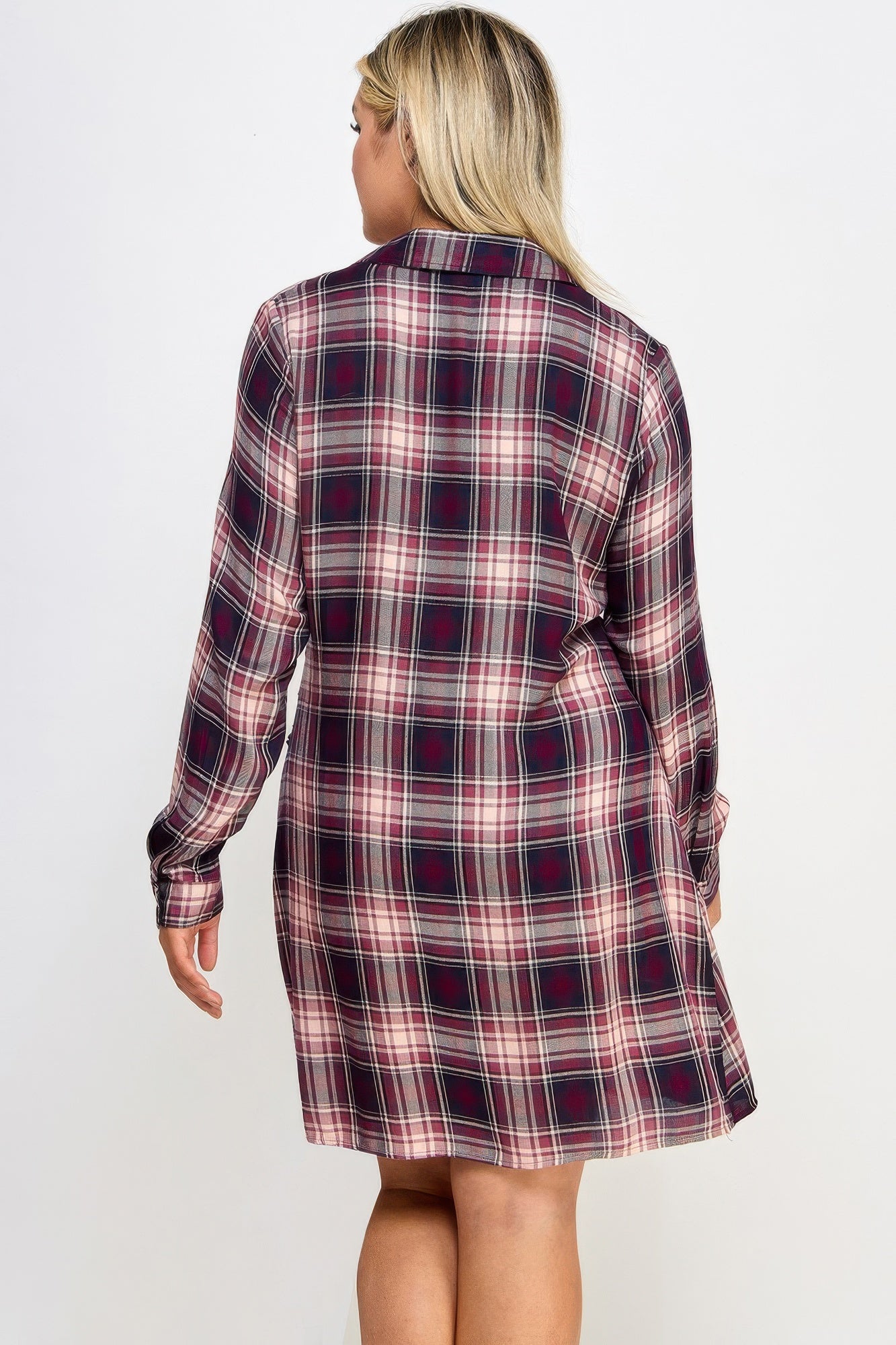 Plus Size Long Sleeve Plaid Dress