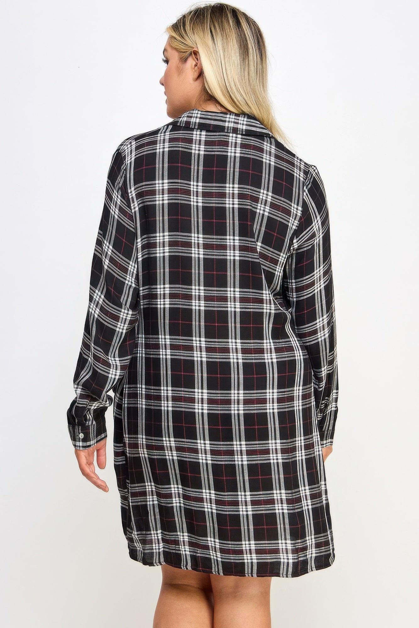 Plus Size Long Sleeve Plaid Dress