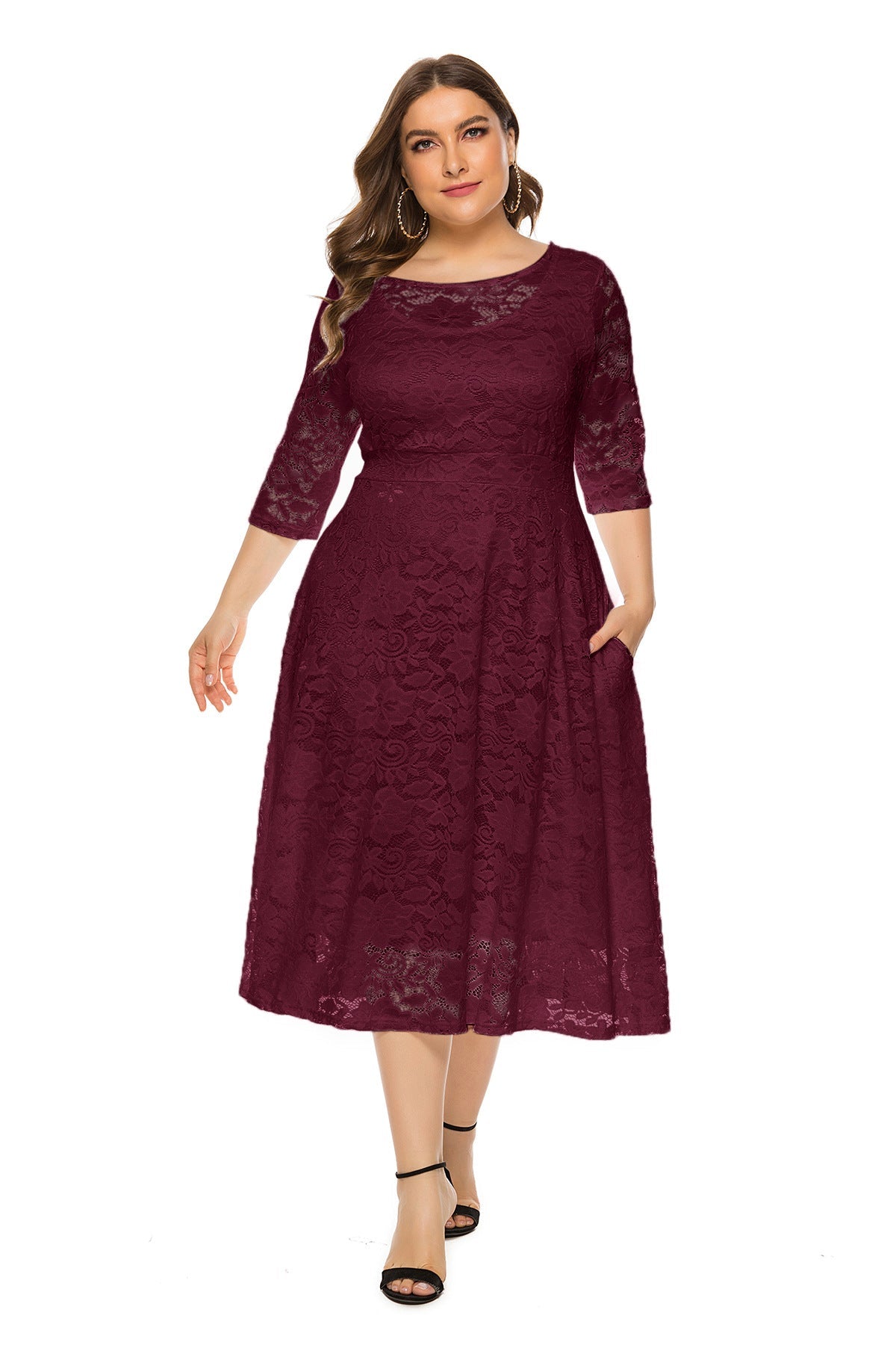Plus Size Evening Dress Midi Cutout