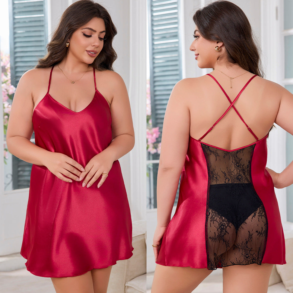 Plus Size Lace Short Nightdress