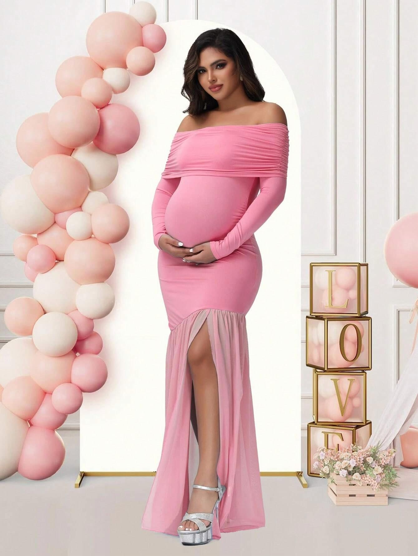 Plus Size Elegant Bodycon Maternity Dress