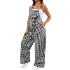 Plus Size Checkered Maternity Jumpsuit