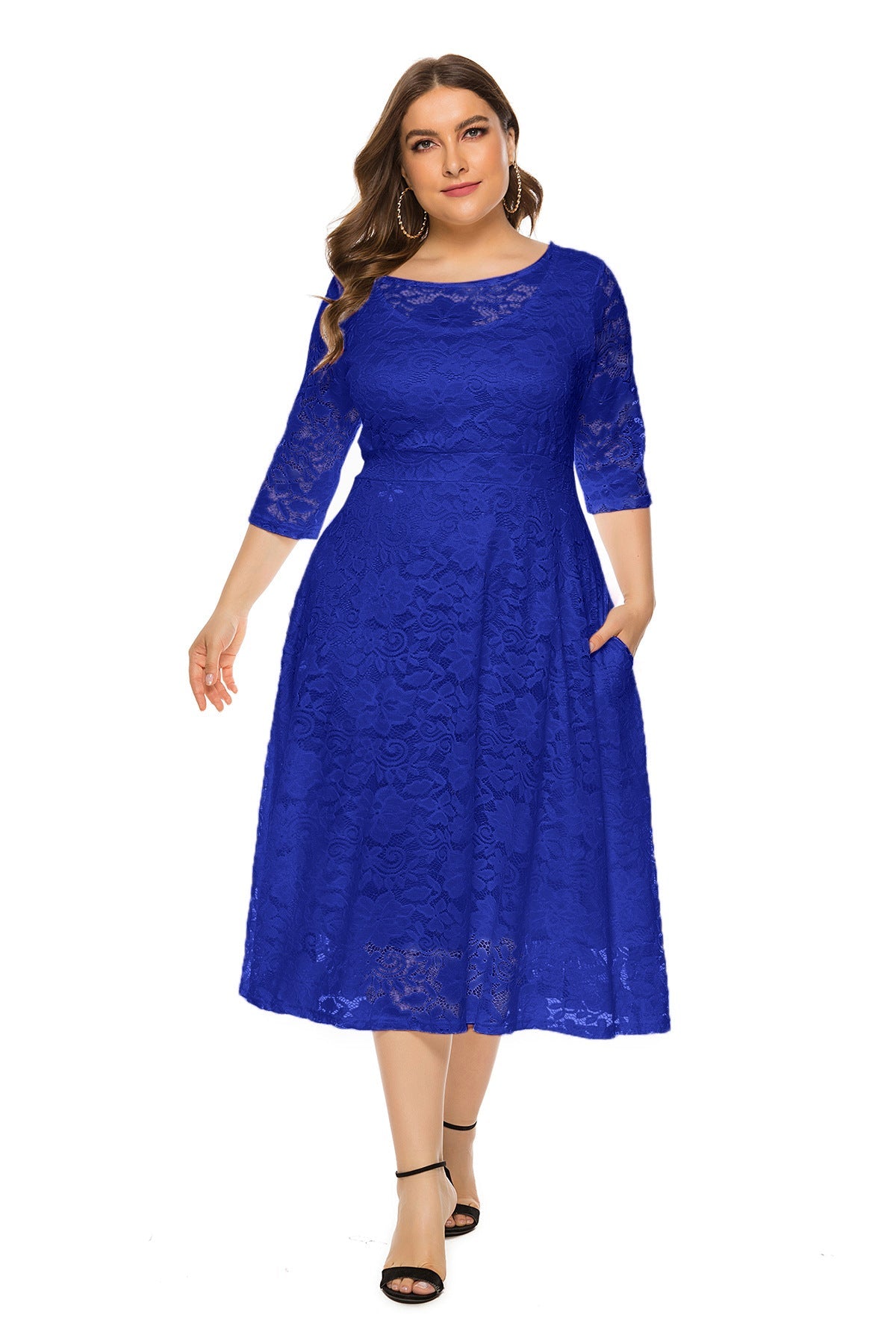 Plus Size Evening Dress Midi Cutout