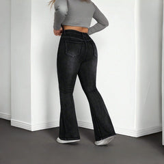 Plus Size Elastic Denim Flared Jeans