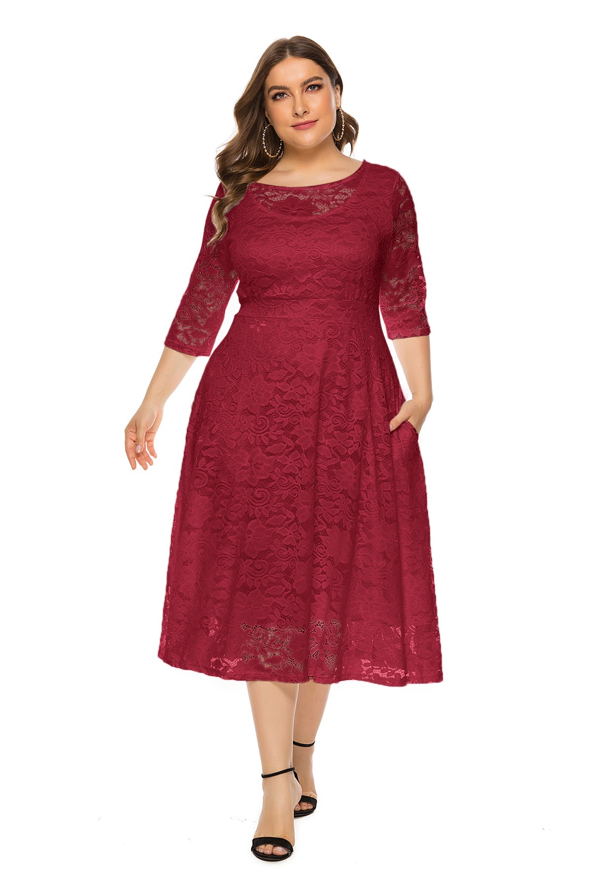 Plus Size Evening Dress Midi Cutout