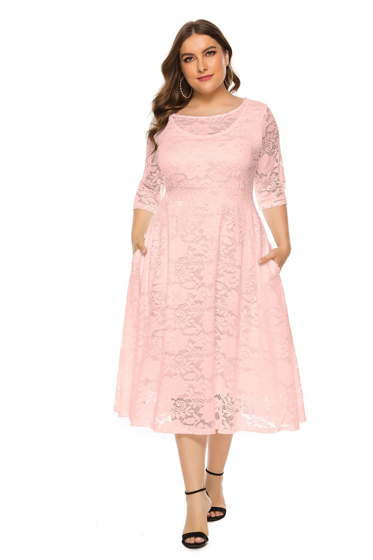 Plus Size Evening Dress Midi Cutout