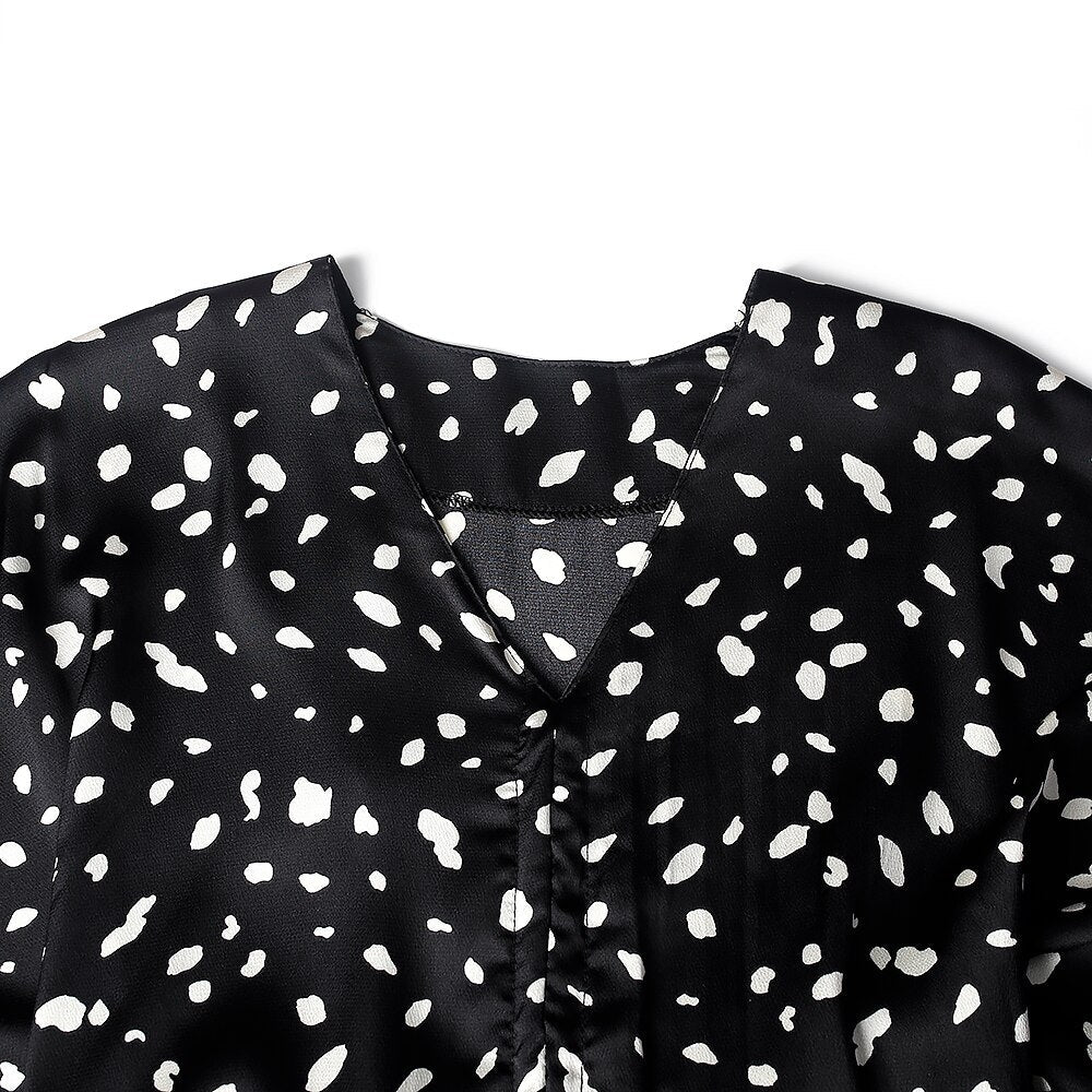 Plus Size Autumn Leopard V-Neck Dress