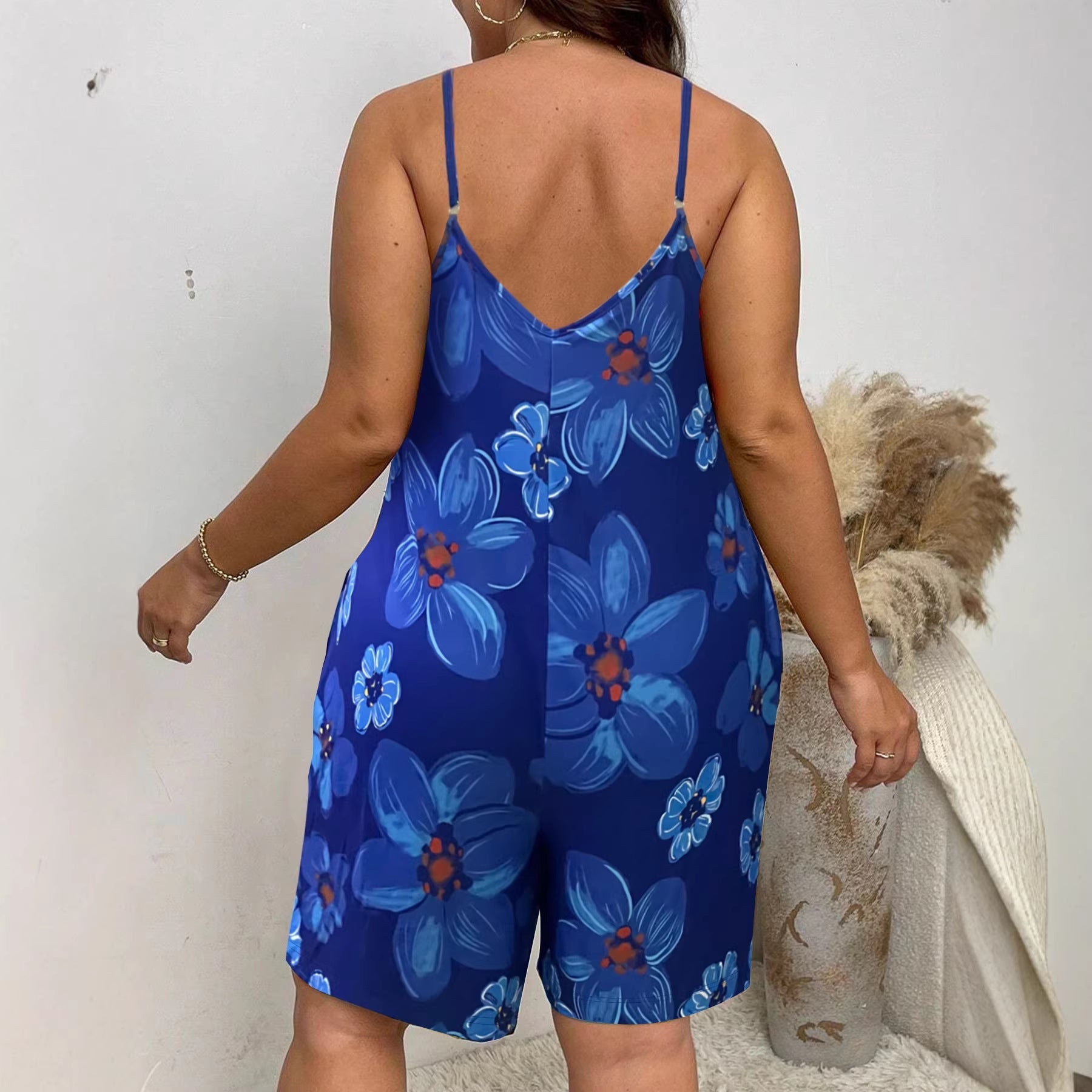 Plus Size Floral Halter Jumpsuit