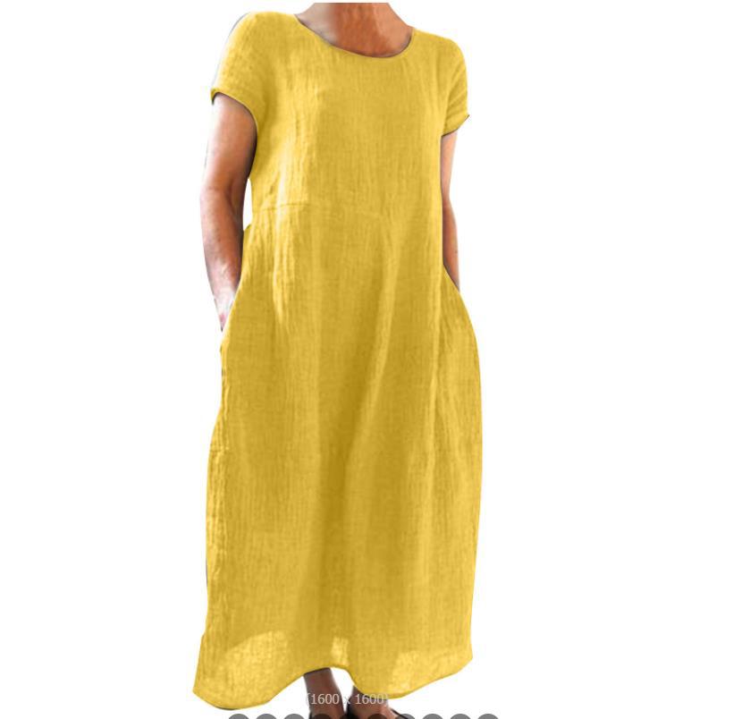Plus Size Cotton Linen Midi Dress