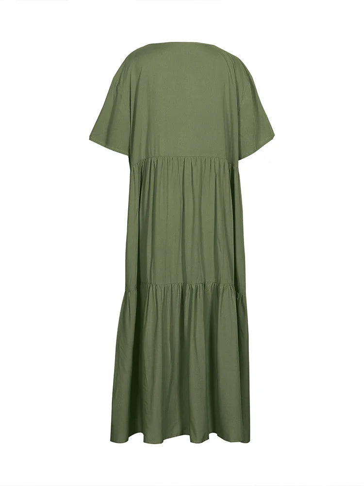 Plus Size Casual V-Neck A-Line Dress