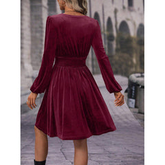 Plus Size Fashionable Commuter Long Sleeve Midi Dress