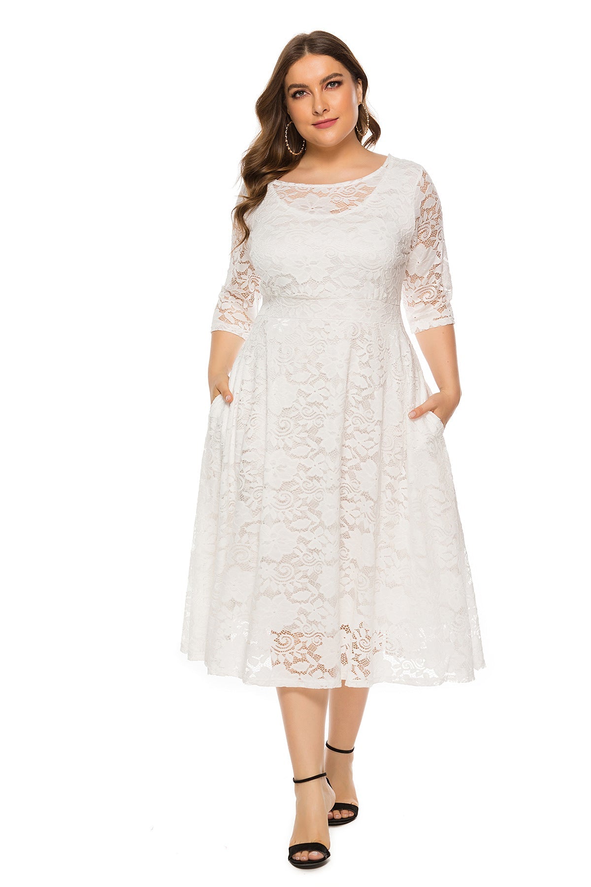 Plus Size Evening Dress Midi Cutout