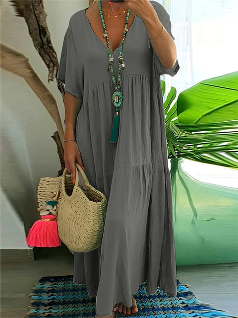 Plus Size Casual V-Neck A-Line Dress