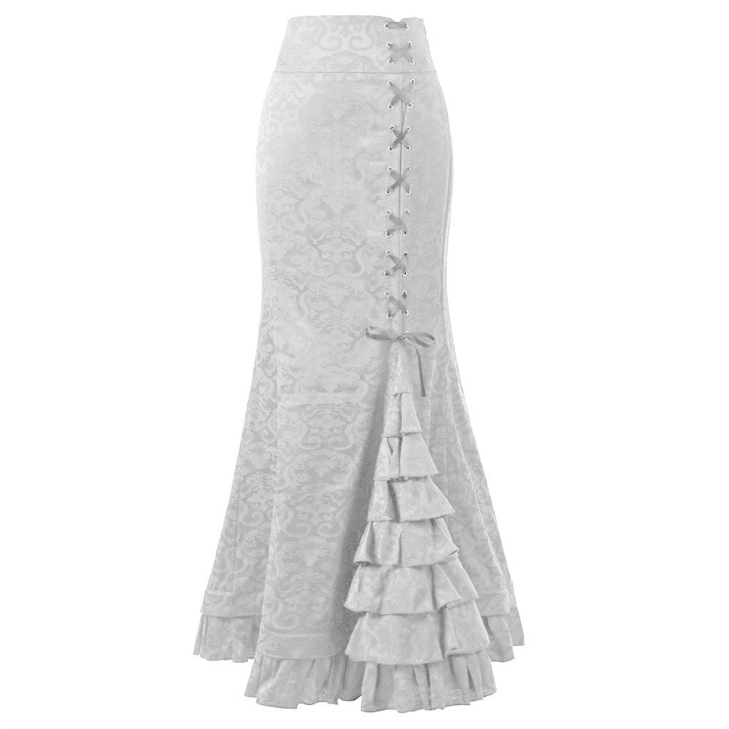 Plus Size Gothic Black Jacquard Mermaid Skirt