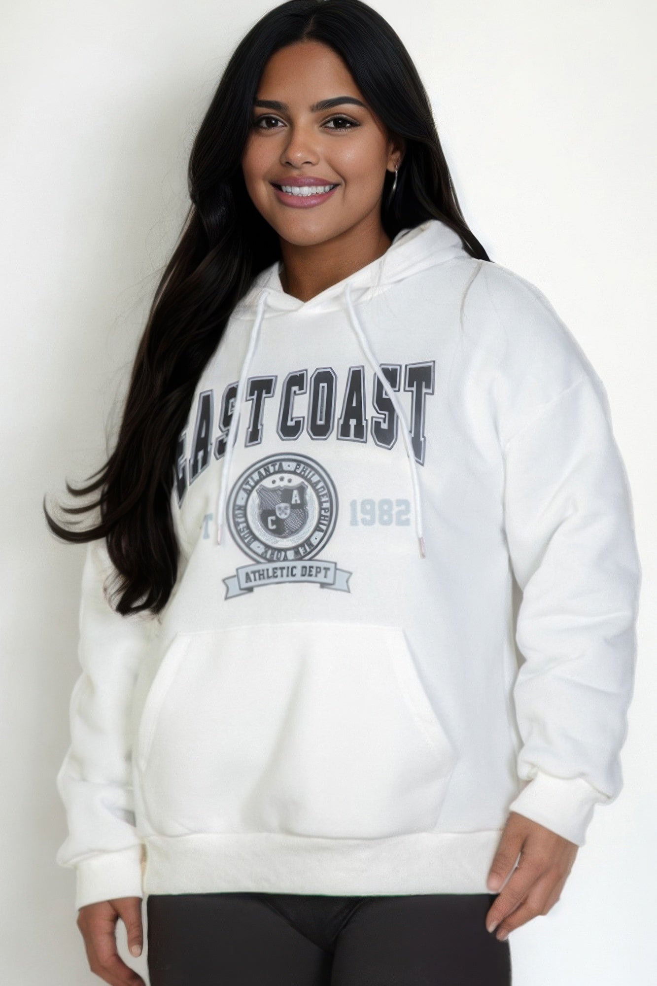 Plus Size Graphic Kangaroo Pocket Hoodie