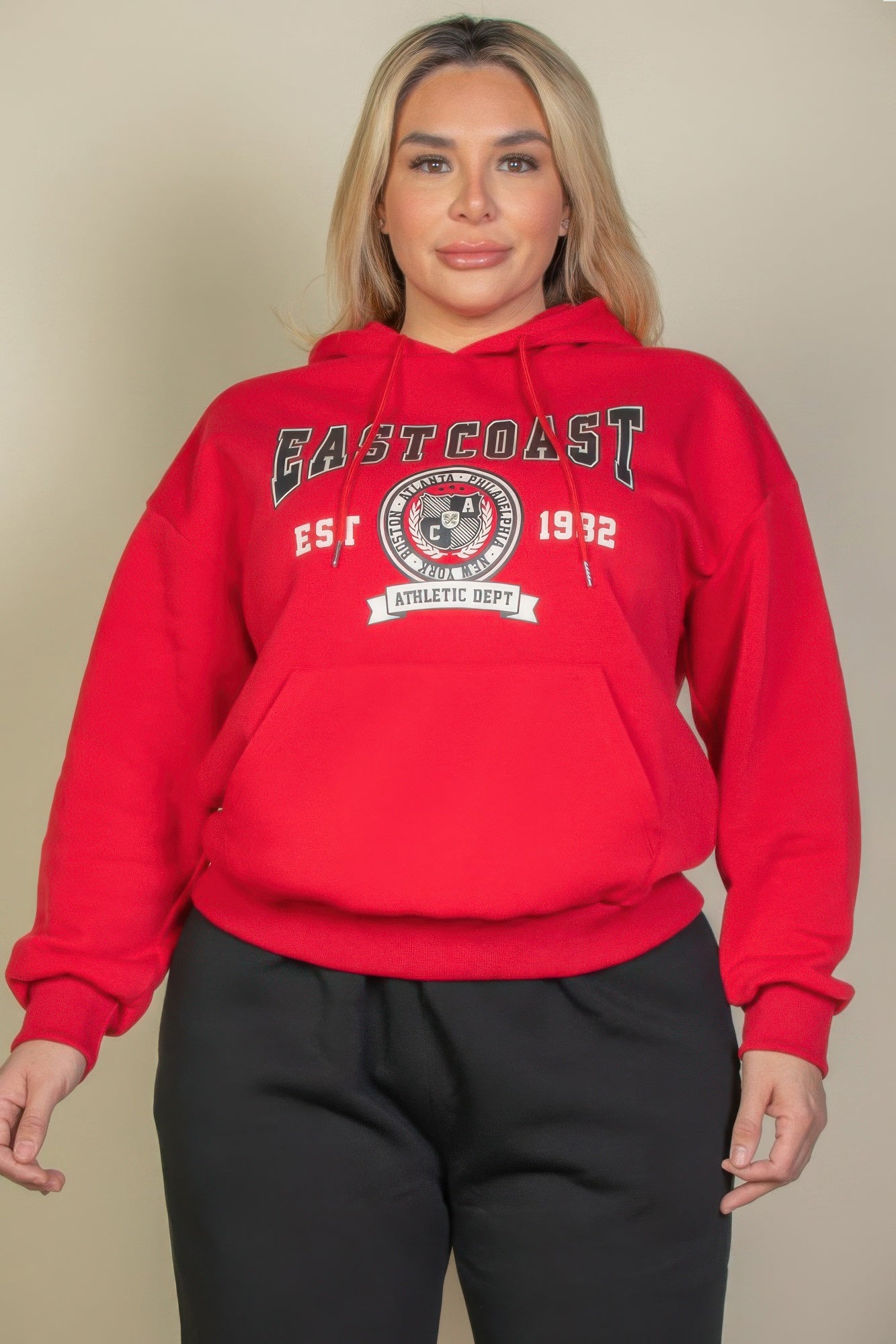 Plus Size Graphic Kangaroo Pocket Hoodie