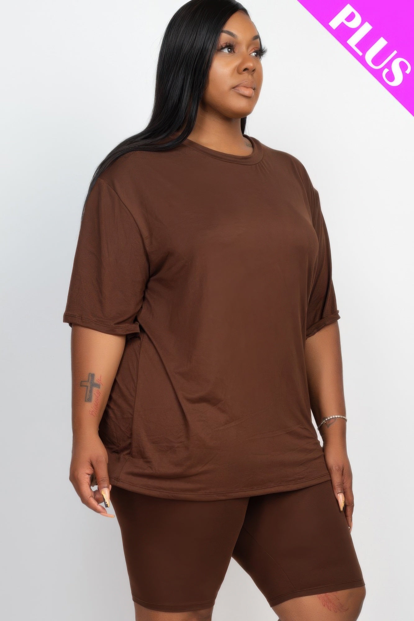 Plus Size Loose Fit Top and Shorts Set