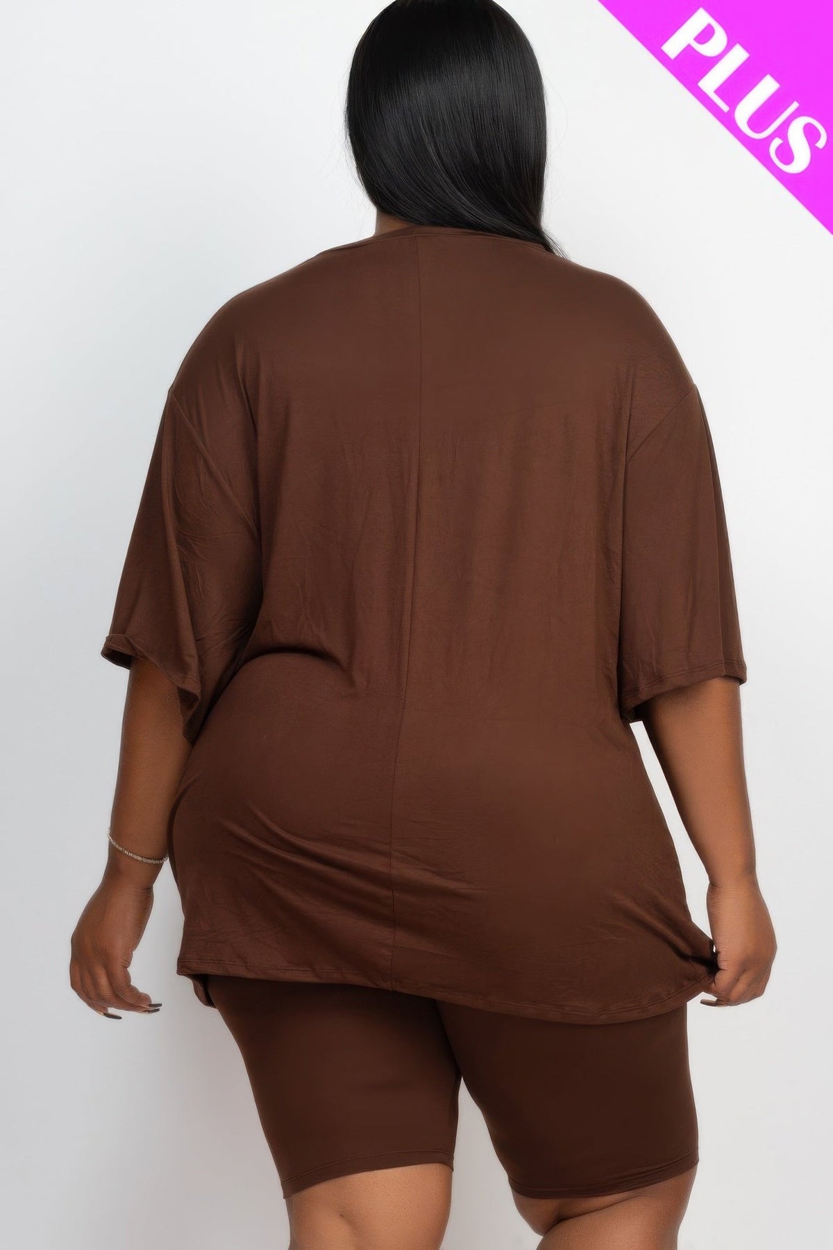 Plus Size Loose Fit Top and Shorts Set