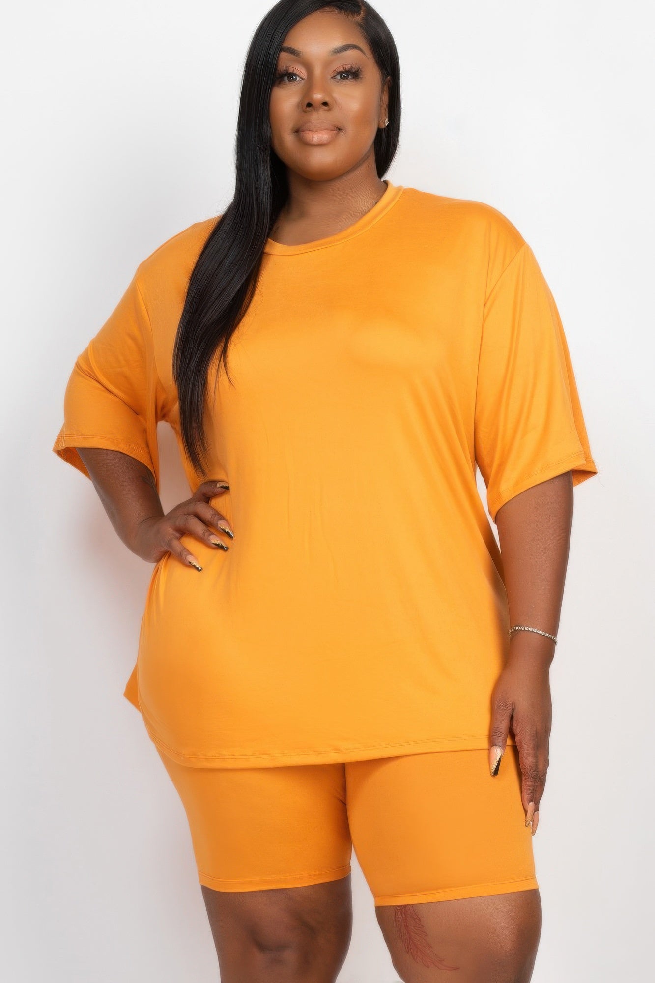 Plus Size Loose Fit Top and Shorts Set