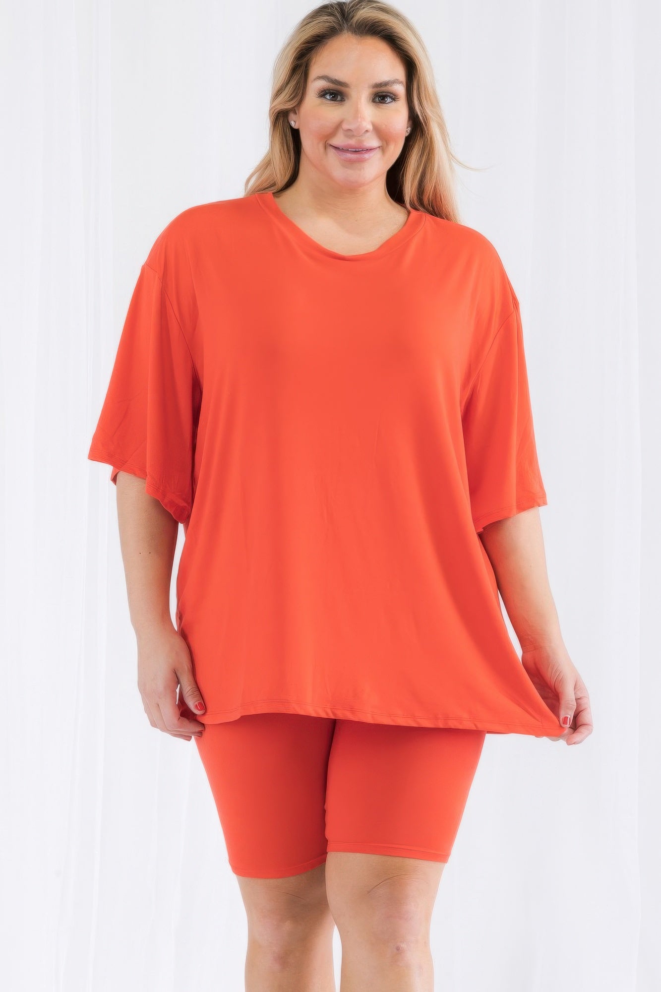 Plus Size Loose Fit Top and Shorts Set